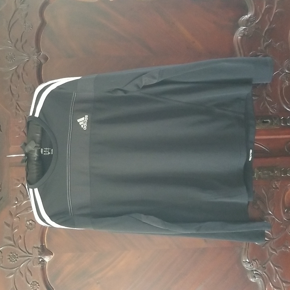 Adidas black long sleeve top sz S stripes